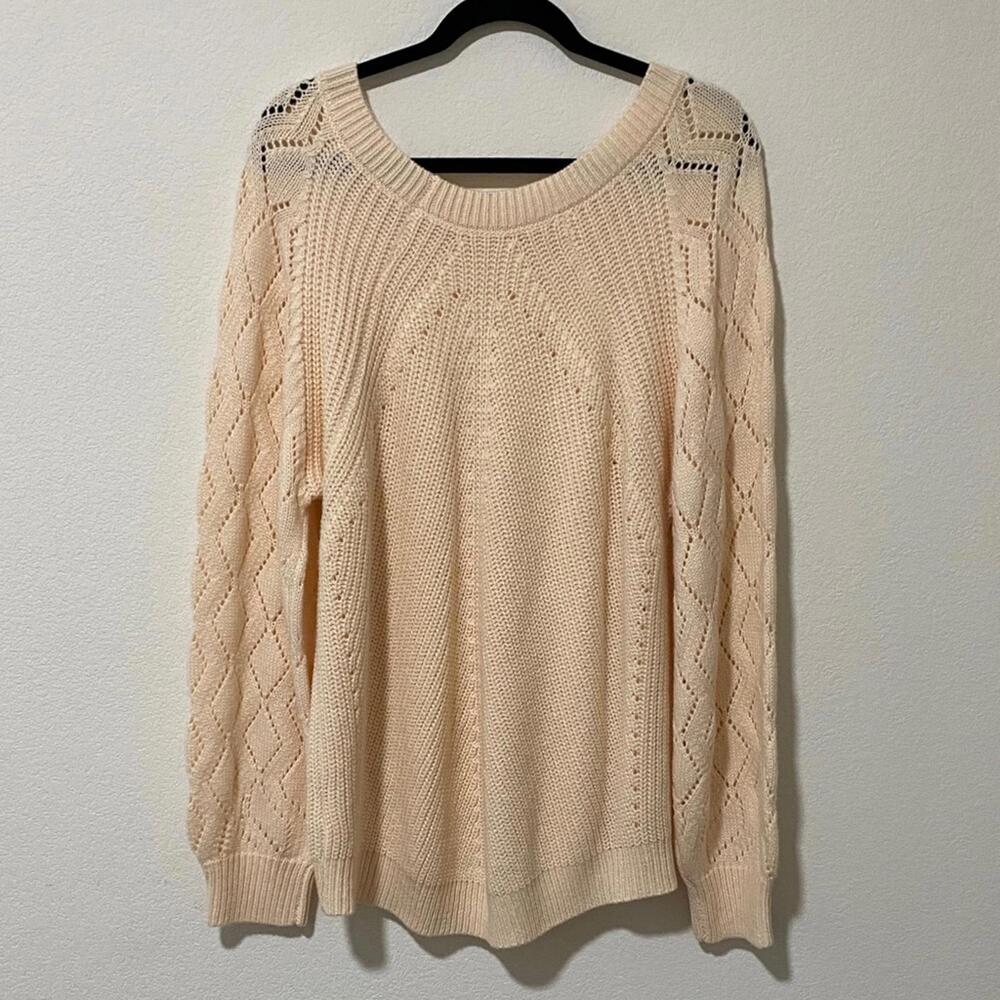 Cream Knit Women's Sweater Size 2XL Cozy, Casual, Oversized, Chic Layering Piece